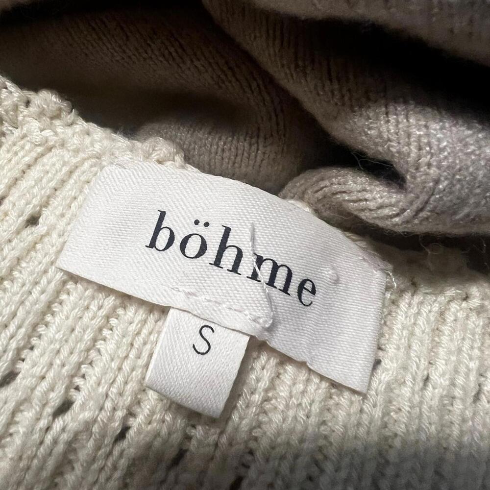Bohme Beige Crochet Crop Top Scallop Edge Square Neck S - Picture 6 of 6